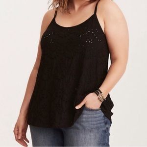 Torrid black embroidery eyelet tank top size 4x